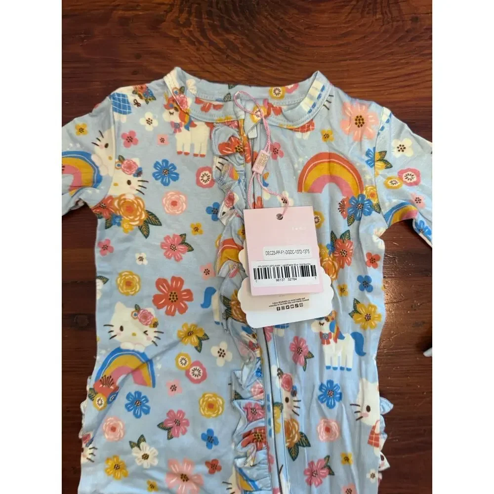 Posh Peanut Hello Kitty Summer Ruffle Footie bamboo Size 6-9 Months NWT